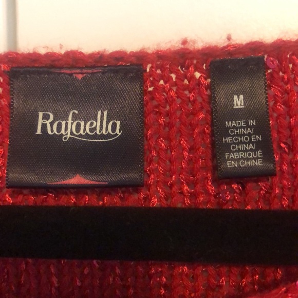 Women’s medium red sweater by Rafaella. Round neck with tiny sequins throughout. - Picture 3 of 6
